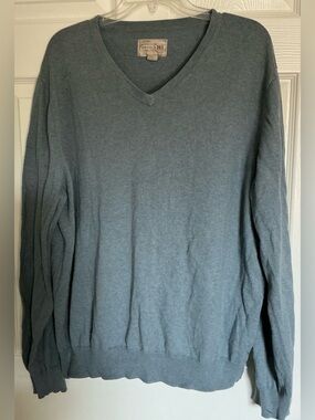 ARTICLE 365 Men V-Neck Sweater XXL Blue Cotton Cashmere Blend Long Sleeve Soft
